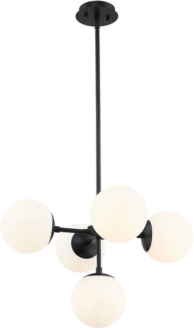 Z-Lite 730-5MB Midnetic Contemporary Matte Black Hanging Lamp
