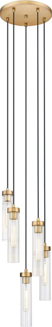 Z-Lite 740P-5R-RB Beau Modern Rubbed Brass 12" Multi Drop Ceiling Lighting