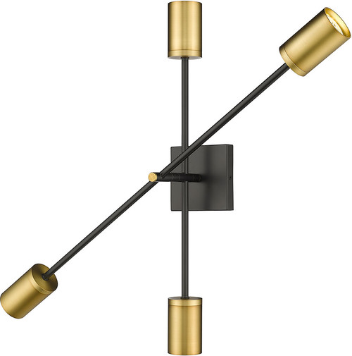 Z-Lite 814-4S-MB-OBR Calumet Modern Matte Black & Olde Brass Lamp Sconce