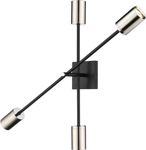 Z-Lite 814-4S-MB-PN Calumet Modern Mate Black & Polished Nickel Wall Light Sconce
