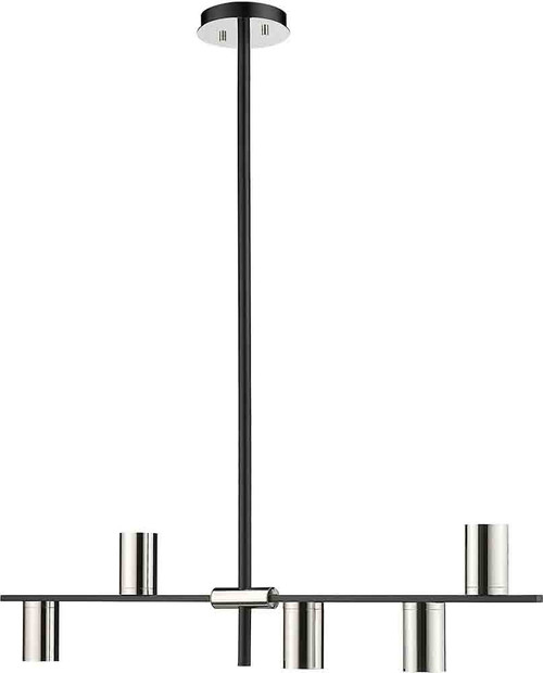 Z-Lite 814-5L-MB-PN Calumet Modern Mate Black & Polished Nickel Kitchen Island Light Fixture