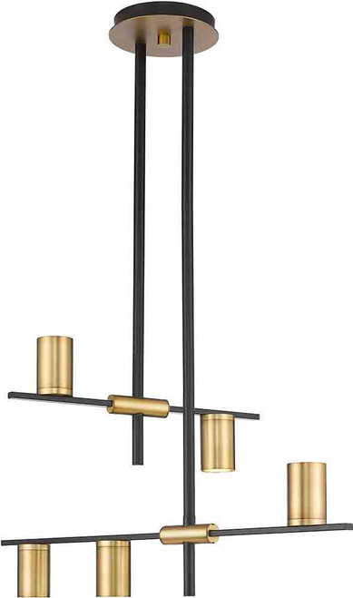 Z-Lite 814-5MB-OBR Calumet Contemporary Matte Black & Olde Brass Chandelier Lamp