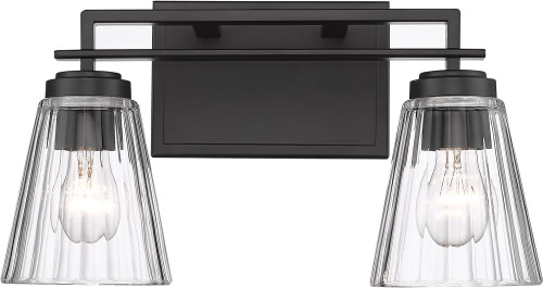Z-Lite 823-2V-MB Lyna Contemporary Matte Black 2-Light Bathroom Lighting Sconce