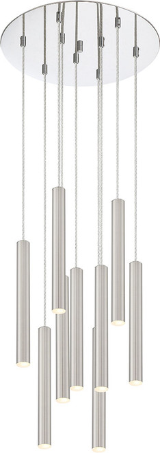 Z-Lite 917MP12-BN-LED-9RCH Forest Modern Satin Nickel LED Multi Drop Ceiling Lighting