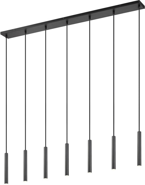 Z-Lite 919MP12-7L-MB-LED Forest Contemporary Matte Black LED Multi Hanging Lamp
