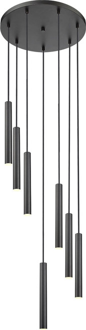 Z-Lite 919MP12-7R-MB-LED Forest Modern Matte Black LED Multi Pendant Hanging Light