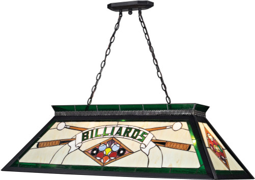 Z-Lite KD25GREEN Tiffany Billiard Tiffany Matte Black Island Lighting