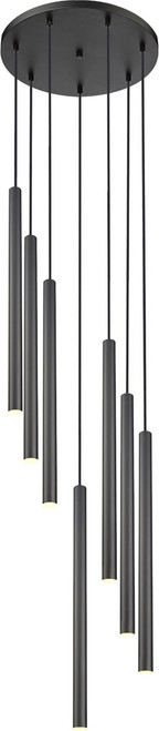 Z-Lite 919MP24-7R-MB-LED Forest Modern Matte Black LED Multi Drop Ceiling Lighting
