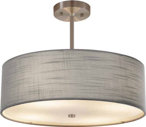 Justice Design FAB-9591-GRAY-NCKL Textile Classic Brushed Nickel 18" Drum Ceiling Pendant Light