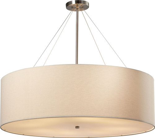 Justice Design FAB-9594-CREM-NCKL Textile Classic Brushed Nickel 36" Drum Ceiling Pendant Light