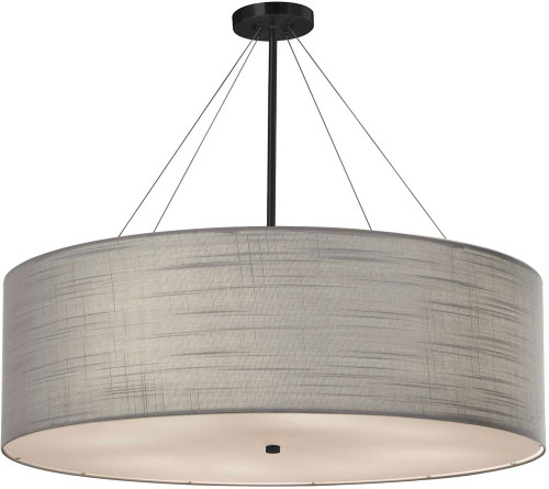 Justice Design FAB-9594-GRAY-MBLK Textile Classic Matte Black 36" Drum Lighting Pendant