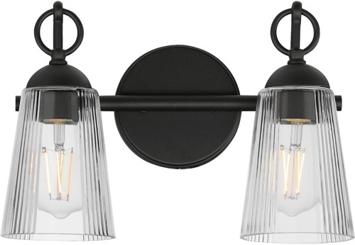 Maxim Lighting 21392CLBK Jackson Hole Contemporary Black 2-Light Bathroom Wall Sconce
