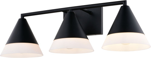 Vaxcel W0507 Winthrop Modern Matte Black 3-Light Bath Lighting Sconce
