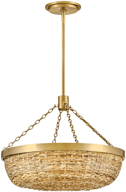 Hinkley Lighting 48423LCB-NAT Sanibel Contemporary Lacquered Brass LED Hanging Pendant Lighting