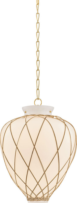 Hudson Valley Lighting 9217-AGB Apple Valley Contemporary Aged Brass 17.5" Lighting Pendant