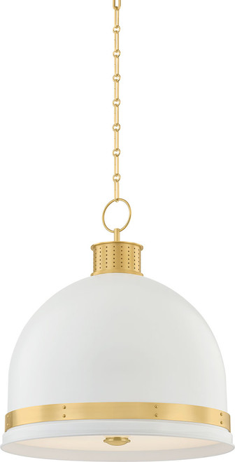 Hudson Valley Lighting 2133-AGB/SWH Briscoe Contemporary Aged Brass / Soft White 20.5" Hanging Lamp