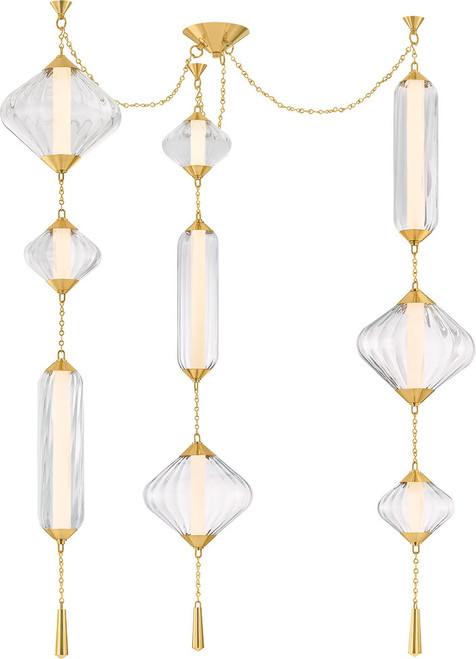 Corbett Lighting 545-56-VPB Fiorello Contemporary Vintage Polished Brass LED Multi Drop Lighting