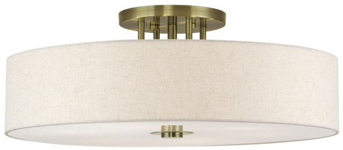 Livex 45848-01 Monroe Contemporary Antique Brass 30" Flush Mount Light Fixture