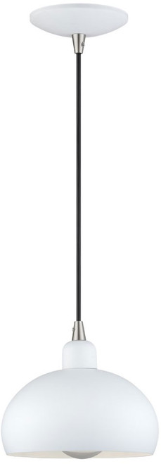 Livex 51513-03 Domma Modern White with Brushed Nickel Mini Hanging Pendant Lighting