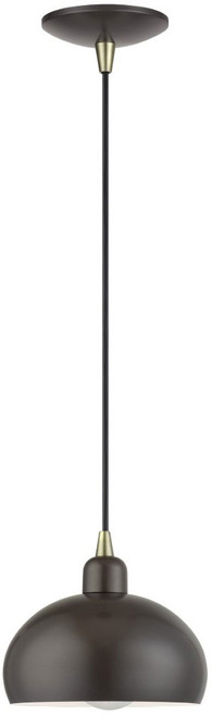Livex 51513-92 Domma Contemporary English Bronze with Antique Brass Mini Drop Ceiling Light Fixture