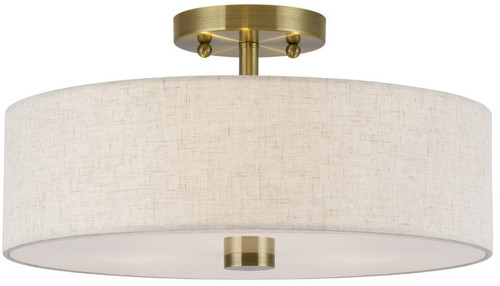 Livex 52135-01 Monroe Contemporary Antique Brass 15" Flush Lighting