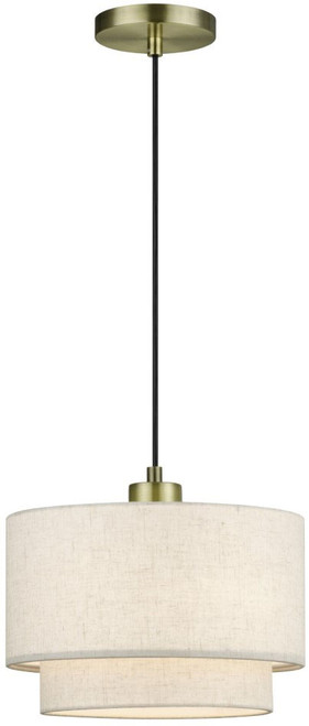 Livex 41941-01 Manorwood Contemporary Antique Brass Drum Pendant Lamp