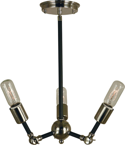 Framburg 4683 Felix Contemporary Antique Brass / Matte Black Mini Chandelier Light