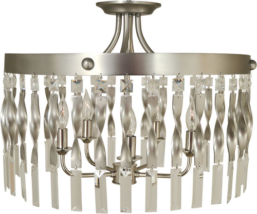 Framburg 4713 SP/PN Adele Contemporary Satin Pewter / Polished Nickel Flush Mount Light Fixture