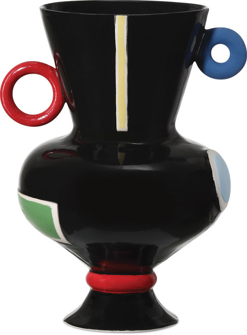 Currey & Company 1200-1091 Fauvist Black / Green / Red / Yellow / Orange Small Vase