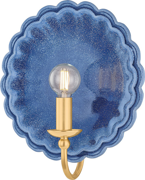 Mitzi by Hudson Valley H1140101-AGB/CIW Paulette Contemporary Aged Brass / Ceramic Indigo Wash Wall Lighting Sconce