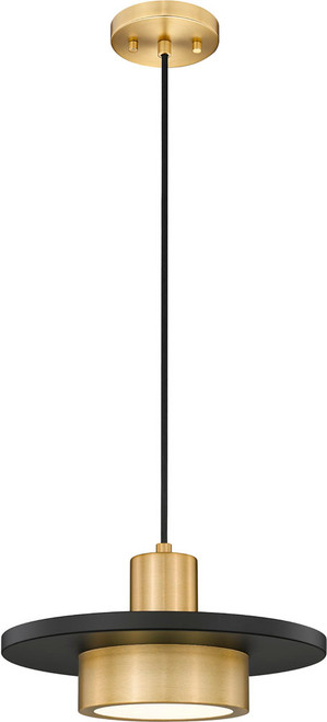 Z-Lite 829P12-MB-MGLD-LED Ludo Modern Matte Black / Modern Gold LED Mini Pendant Lighting Fixture