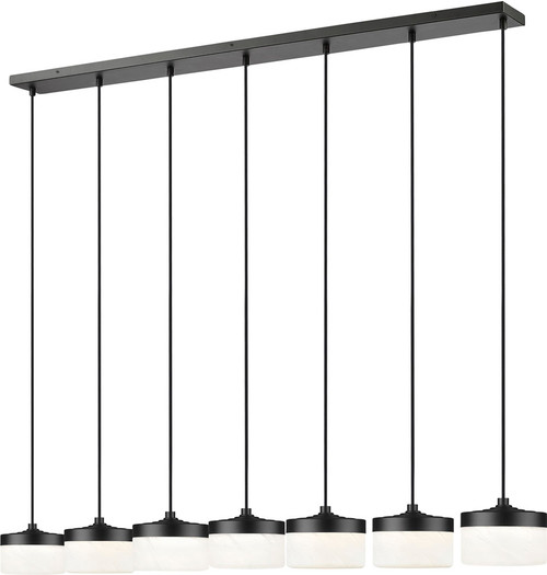 Z-Lite 827P6-7L-MB-LED Renaud Modern Matte Black LED Multi Pendant Hanging Light