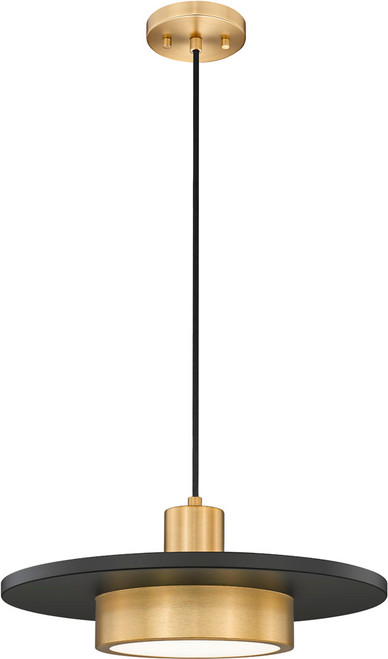 Z-Lite 829P16-MB-MGLD-LED Ludo Modern Matte Black / Modern Gold LED 16" Pendant Light
