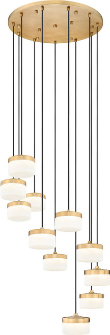 Z-Lite 827P6-11R-MGLD-LED Renaud Contemporary Modern Gold LED Multi Drop Lighting Fixture