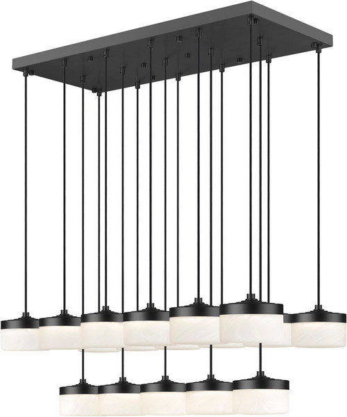 Z-Lite 827P6-17L-MB-LED Renaud Modern Matte Black LED Multi Pendant Lighting Fixture