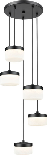 Z-Lite 827P6-5R-MB-LED Renaud Modern Matte Black LED Multi Hanging Light