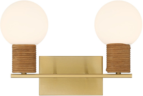 Savoy House 8-4081-2-322 Jarrell Contemporary Warm Brass 2-Light Bathroom Vanity Light Fixture