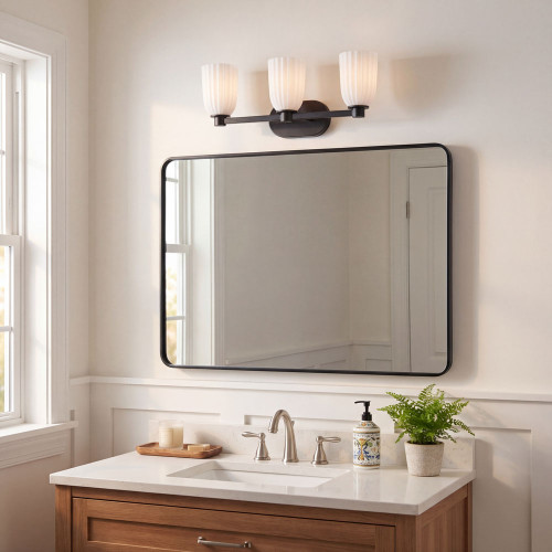 Savoy House 8-1245-3-BK Baldwin Modern Matte Black 3-Light Bath Lighting Sconce