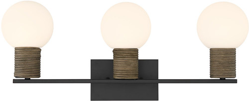 Savoy House 8-4081-3-BK Jarrell Contemporary Matte Black 3-Light Bathroom Lighting Sconce
