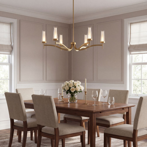 Savoy House 1-1464-6-322 Butler Modern Warm Brass LED Lighting Chandelier