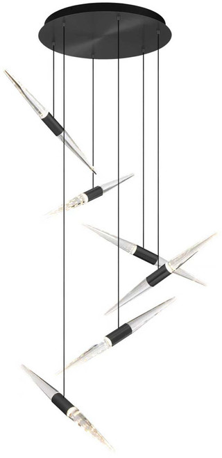 SDQ Lighting PD40006BK Gladiator Modern Matte Black LED Multi Drop Ceiling Light Fixture