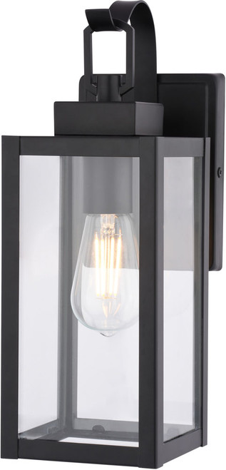 Vaxcel T0808 Clinton Contemporary Matte Black Outdoor Lighting Sconce