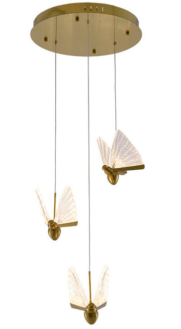 Bethel International GL422C16BR  Modern Stain Brass LED Multi Drop Lighting Fixture
