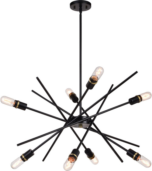 Vaxcel P0391R Halsted Modern Black and Satin Brass Hanging Chandelier