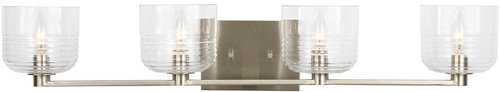 Visual Comfort Studio DJV1114BS Lochdale Modern Brushed Nickel 4-Light Bathroom Vanity Lighting