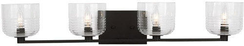 Visual Comfort Studio DJV1114MBK Lochdale Contemporary Midnight Black 4-Light Bath Wall Sconce