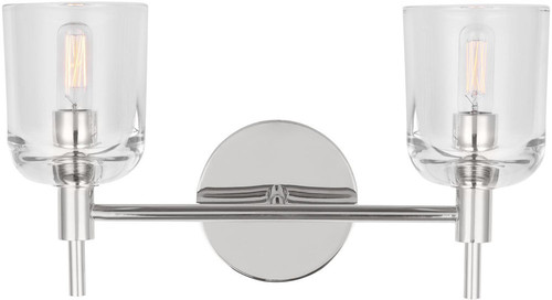 Visual Comfort Studio TFV1002PN Hartley Modern Polished Nickel 2-Light Vanity Lighting Fixture