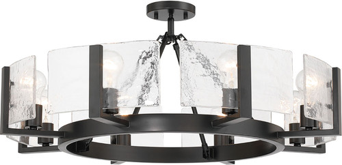 Golden Lighting 3164-8SF BLK-HWG Aenon Modern Matte Black Ceiling Light Fixture