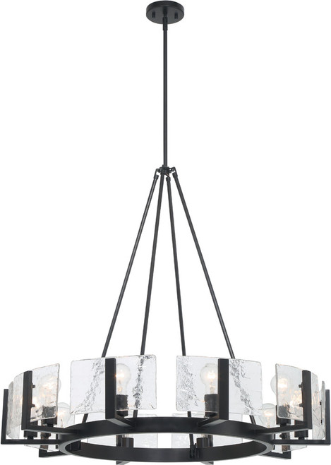 Golden Lighting 3164-10 BLK-HWG Aenon Modern Matte Black Chandelier Lamp