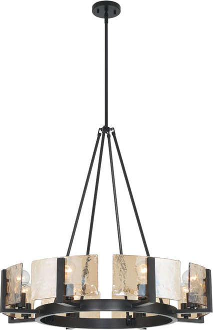 Golden Lighting 3164-8 BLK-AWG Aenon Contemporary Matte Black Lighting Chandelier